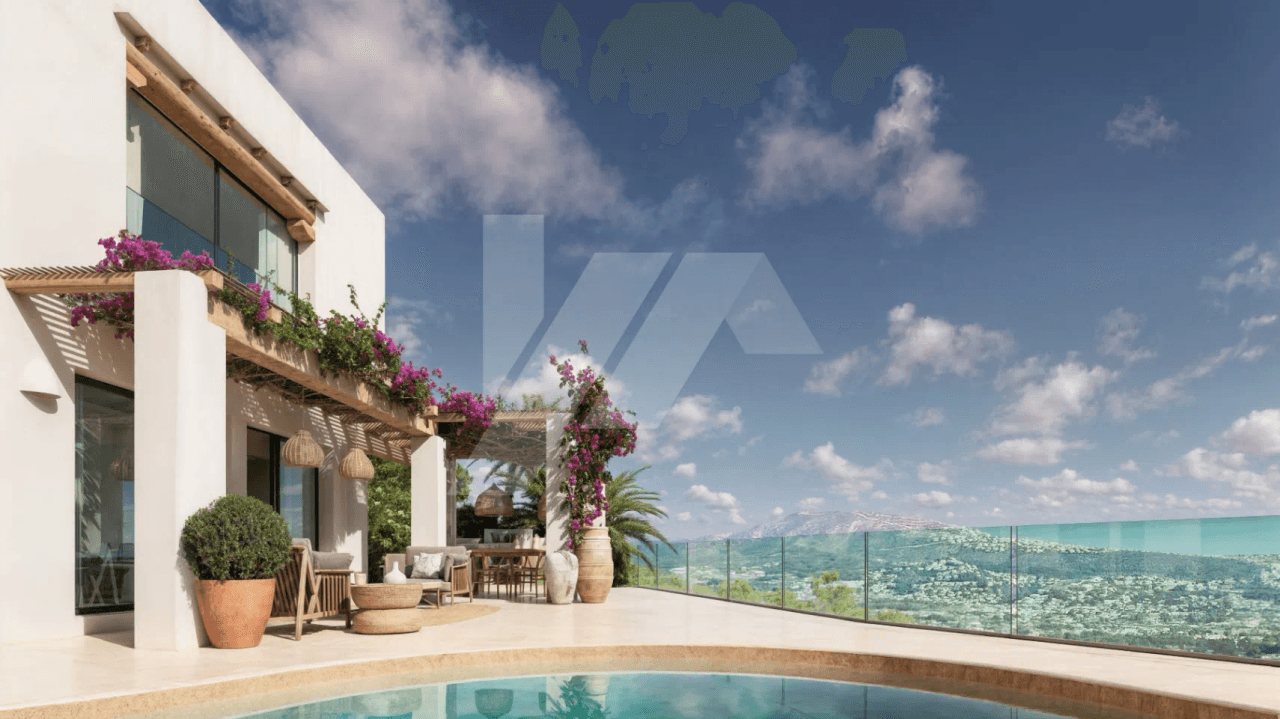 Villa con vista panorámicas al mar en venta en Moraira, Costa Blanca.
