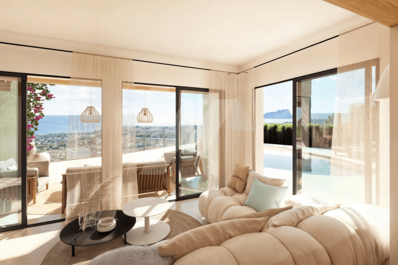 Villa con vista panorámicas al mar en venta en Moraira, Costa Blanca.